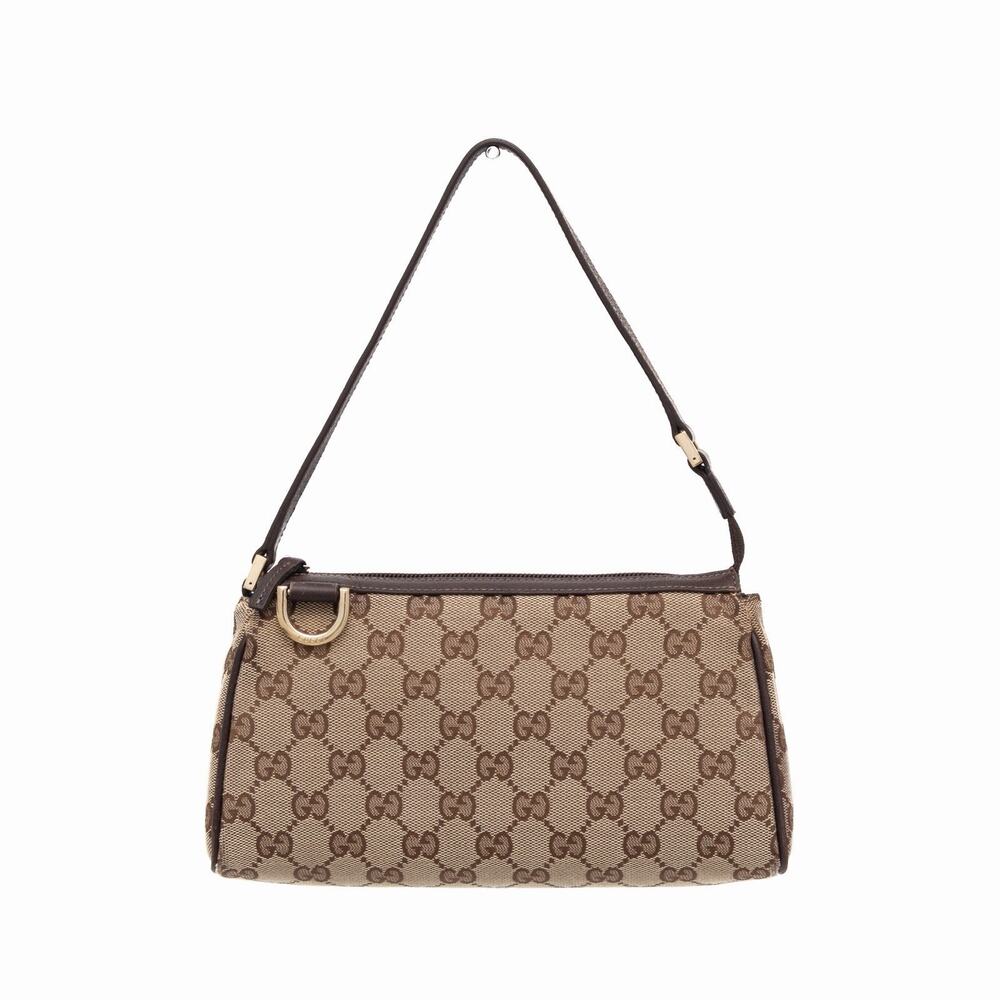 Gucci GG Canvas Monogram Abbey D- Ring Pochette Mini Bag Brown Y2K